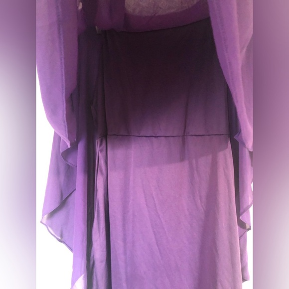 0X Bodycon Purple Dress with Airy Chiffon-Like Top Layer - Picture 9 of 10
